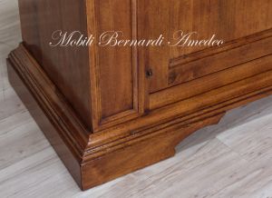 Handcrafted sideboard made of solid walnut with 3 Piedmontese style doors